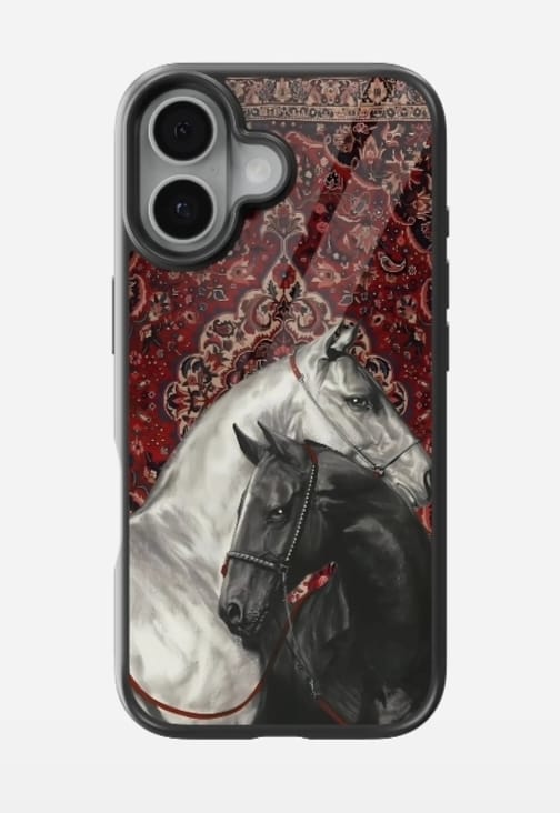 Royal Stallion & Persian Rug Premium Glass Case